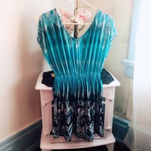 Turquoise and Black patterned dress